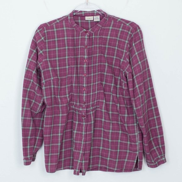 L.L. Bean Tops - LL Bean Smocked Button Down Plaid Shirt Women's Size Small